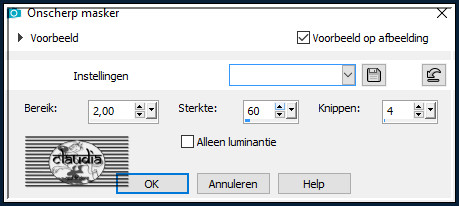 Aanpassen - Scherpte - Onscherp masker :